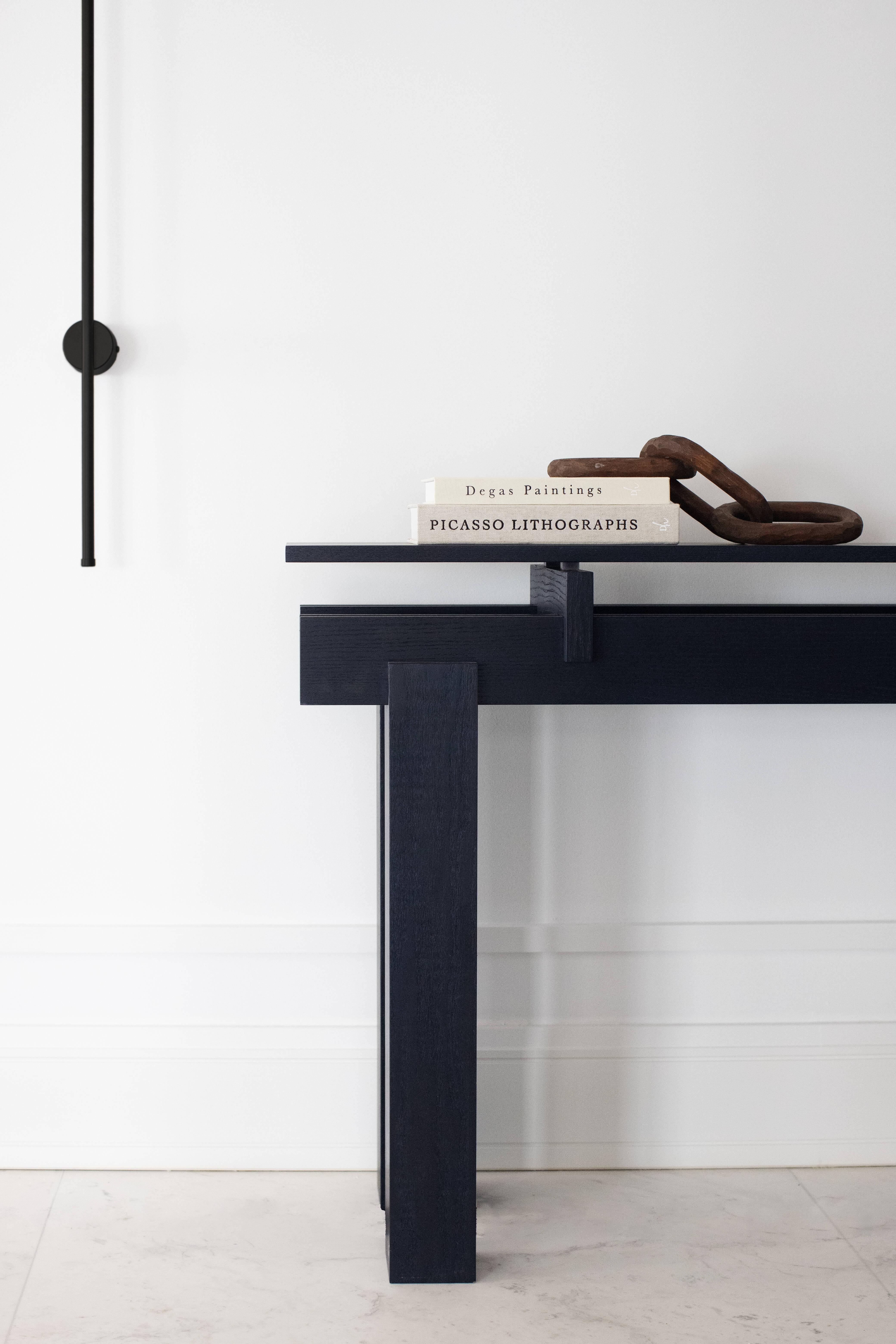 Turc Table console fendue, plateau en Wood avec aspect dynamique, Oak Oak noir en vente