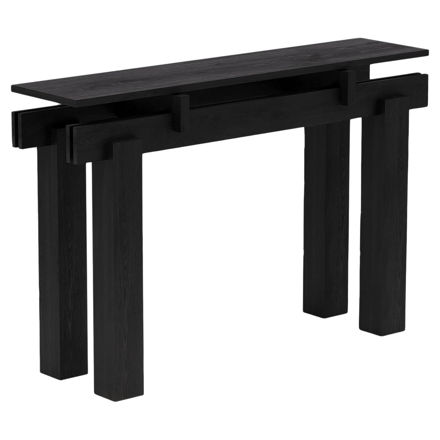 Tavolo consolle a fessura, piano in Wood dall'aspetto dinamico, Black Oak