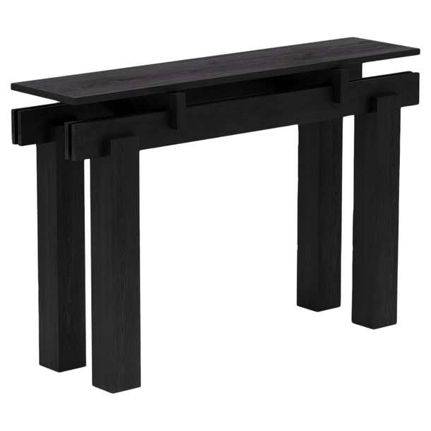 Table Top Slit Slit Console Table, Wood Top with Dynamic Look, Black Oak For Sale at ...