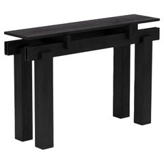 Tavolo consolle a fessura, piano in Wood dall'aspetto dinamico, Black Oak