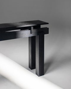 Table console fendue, plateau en bois avec aspect dynamique, chêne naturel