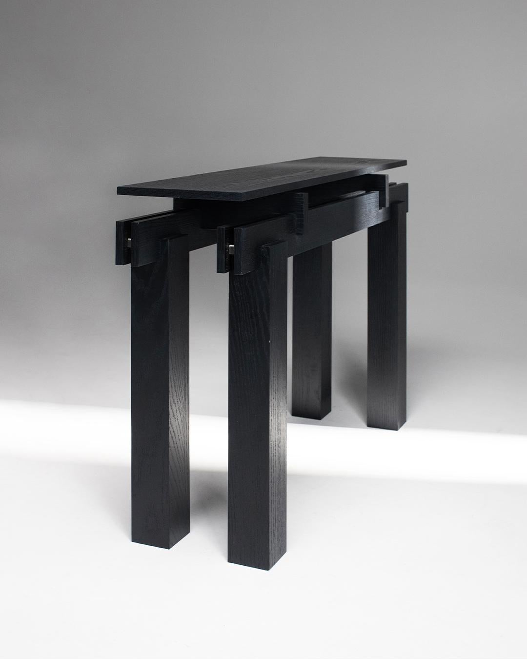 Modern Slit Console Table, Wood Top with Dynamic Look, Natural Oak For Sale