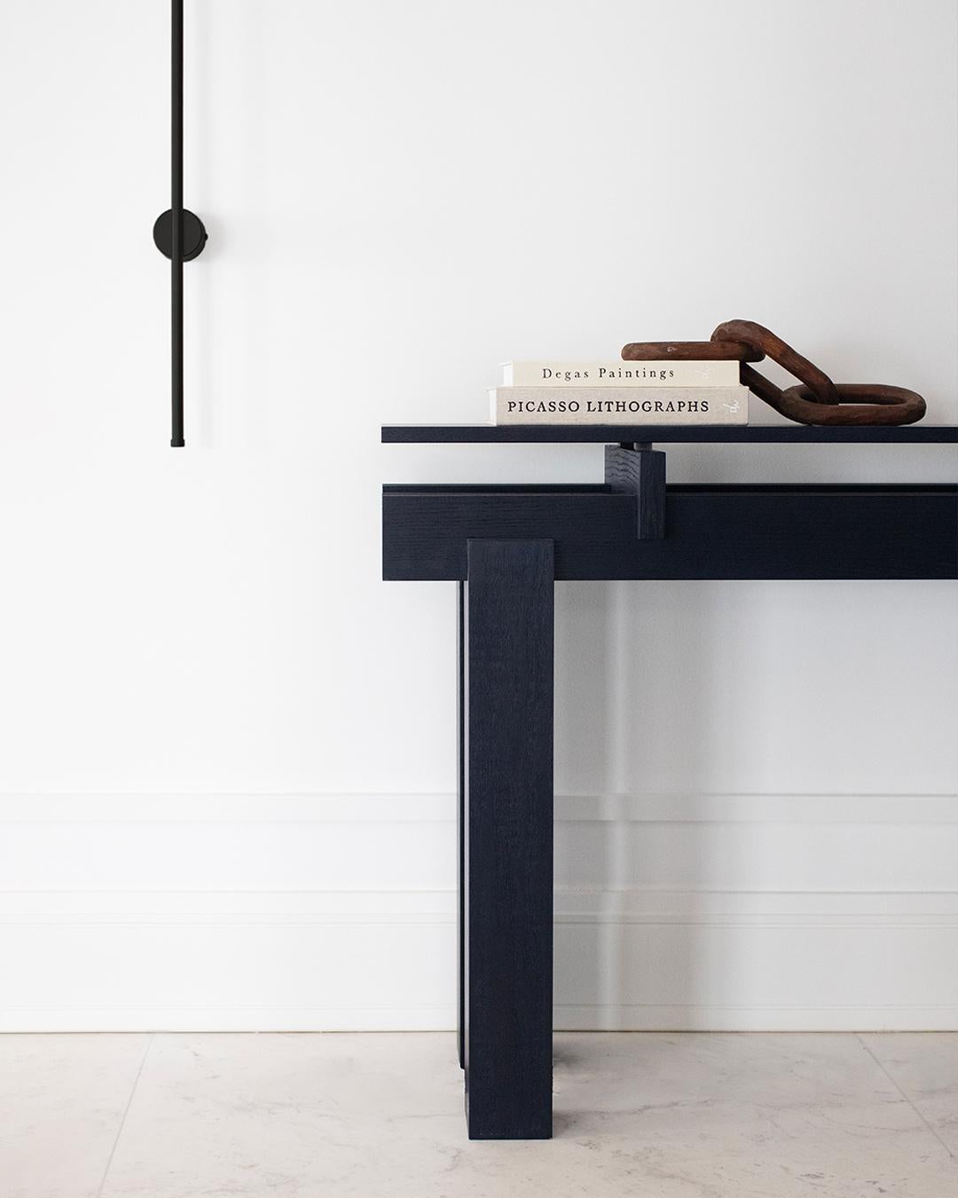 Turkish Slit Console Table, Wood Top with Dynamic Look, Natural Oak For Sale
