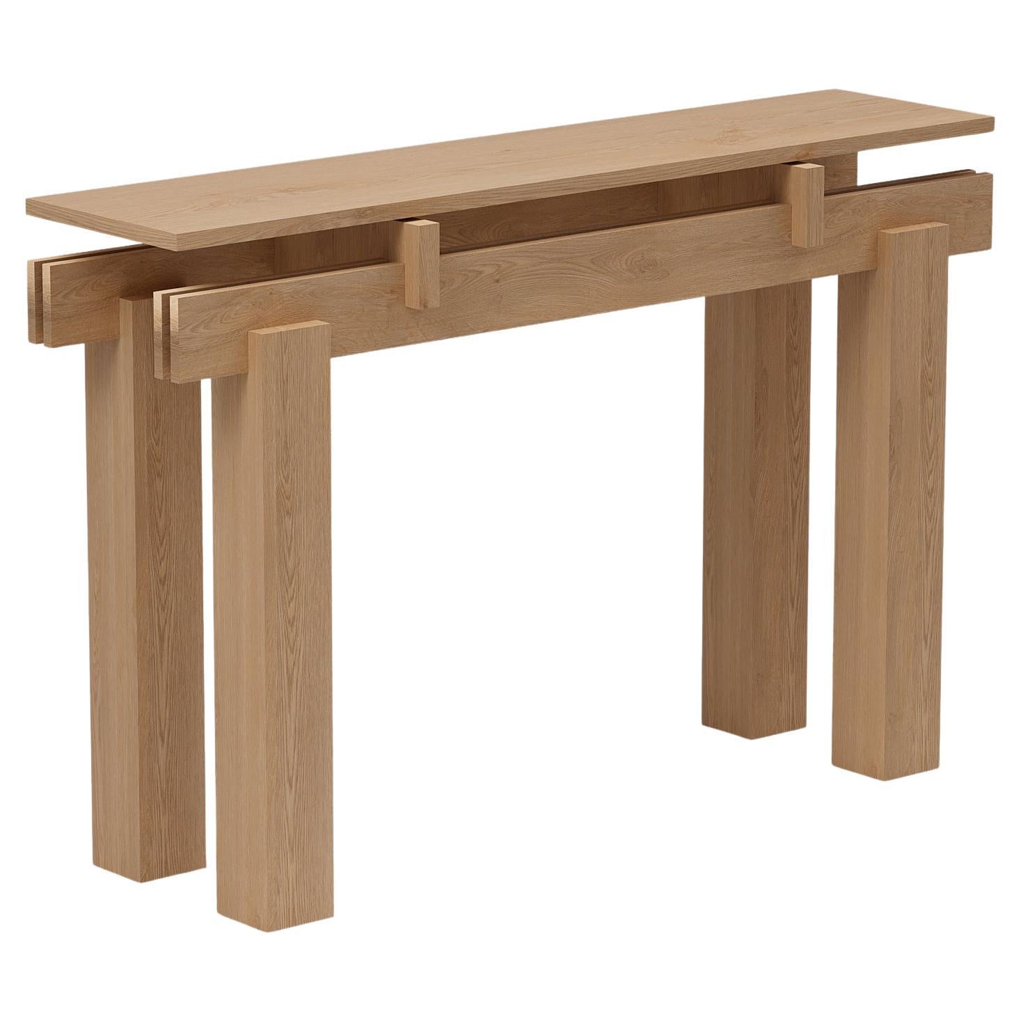 Tavolo consolle a fessura, piano in Wood dall'aspetto dinamico, Nature Oak