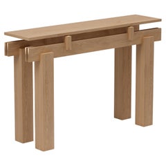 Slit Console Table, Wood Top with Dynamic Look, Natural Oak