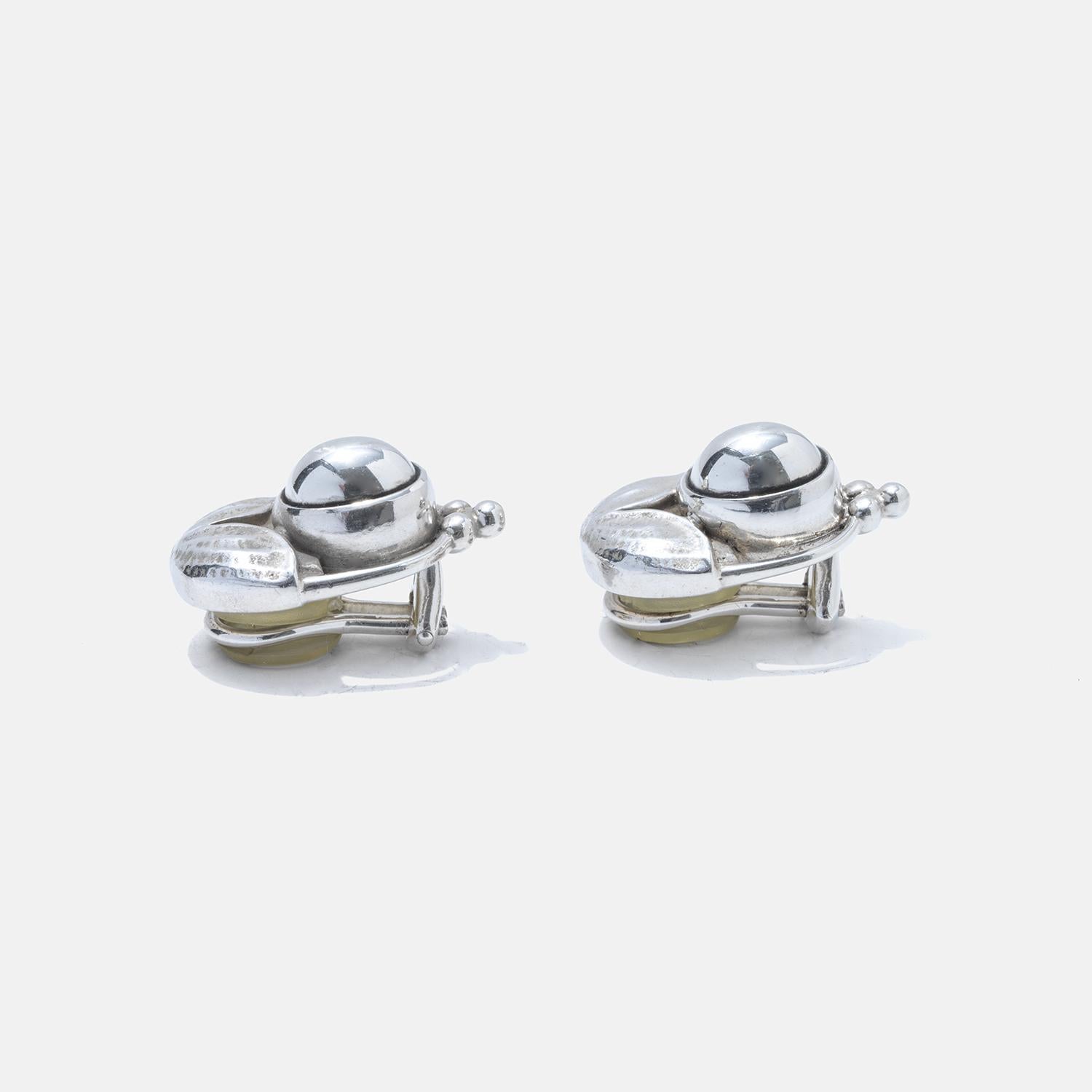 Sliver Clip Earrings by Georg Jensen, Heritage Collection. Made 2003. For Sale 2