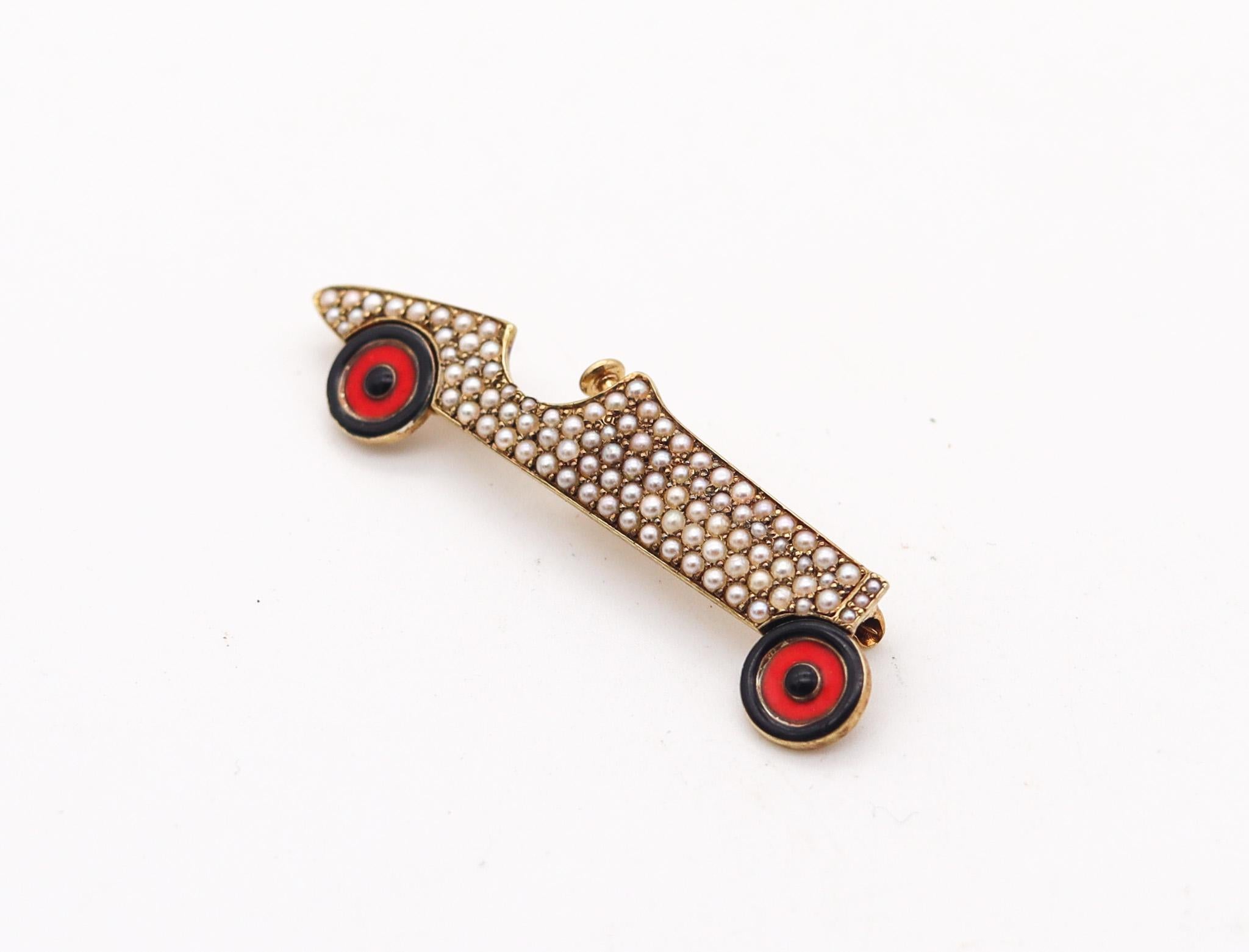 An art deco racing car brooch designed by Sloan & Company

This is a fabulous racing car brooch, made in America during the art deco period, back in the 1920's. Created in Newark New Jersey by the famed jewelry makers of Sloan & Co. This is one of