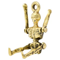 Sloan & Co. Art Nouveau 14 Karat Gold Articulated Skeleton Charm