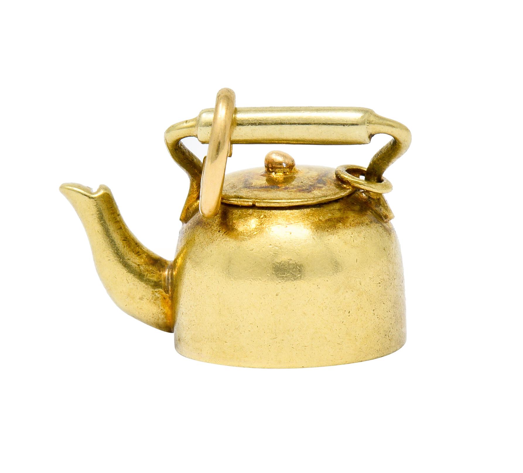 Sloan & Co. Art Nouveau 14 Karat Gold Tea Kettle Charm In Excellent Condition In Philadelphia, PA