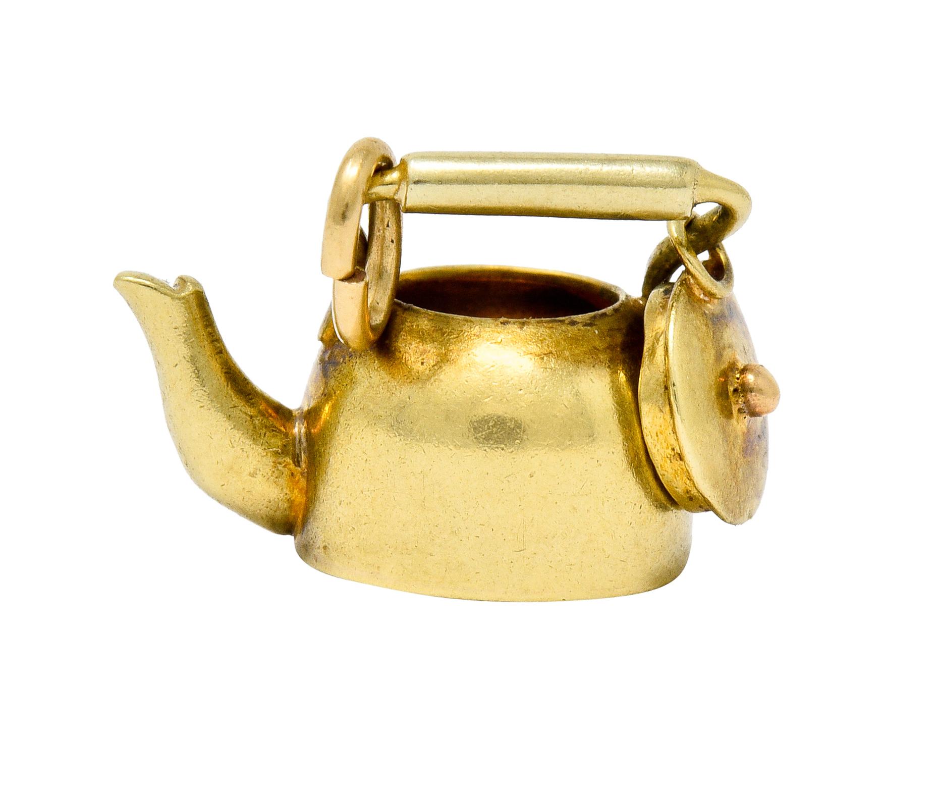 Women's or Men's Sloan & Co. Art Nouveau 14 Karat Gold Tea Kettle Charm