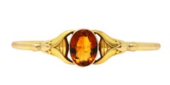 Sloan & Co. Citrine 14 Karat Gold Egyptian Revival Nouveau Bangle Bracelet