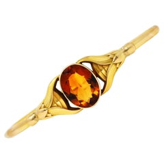 Sloan & Co. Citrine 14 Karat Gold Egyptian Revival Nouveau Bangle Bracelet