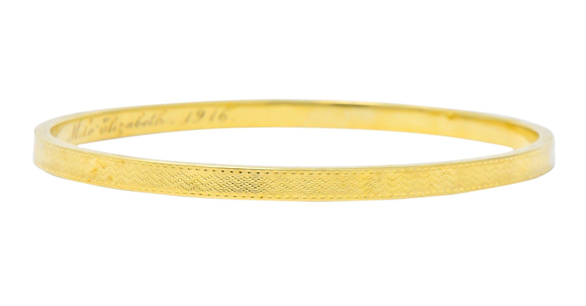 Sloan & Co. Edwardian 14 Karat Yellow Gold Bangle Bracelet In Excellent Condition In Philadelphia, PA