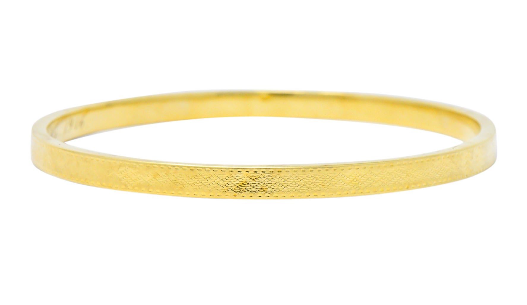 Women's or Men's Sloan & Co. Edwardian 14 Karat Yellow Gold Bangle Bracelet