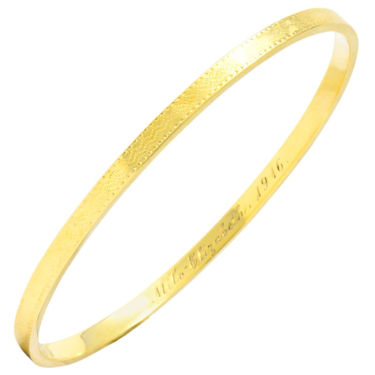 Sloan & Co. Edwardian 14 Karat Yellow Gold Bangle Bracelet