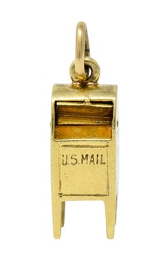 Vintage Sloan & Co. Enamel Heart 14 Karat Gold Mailbox Charm