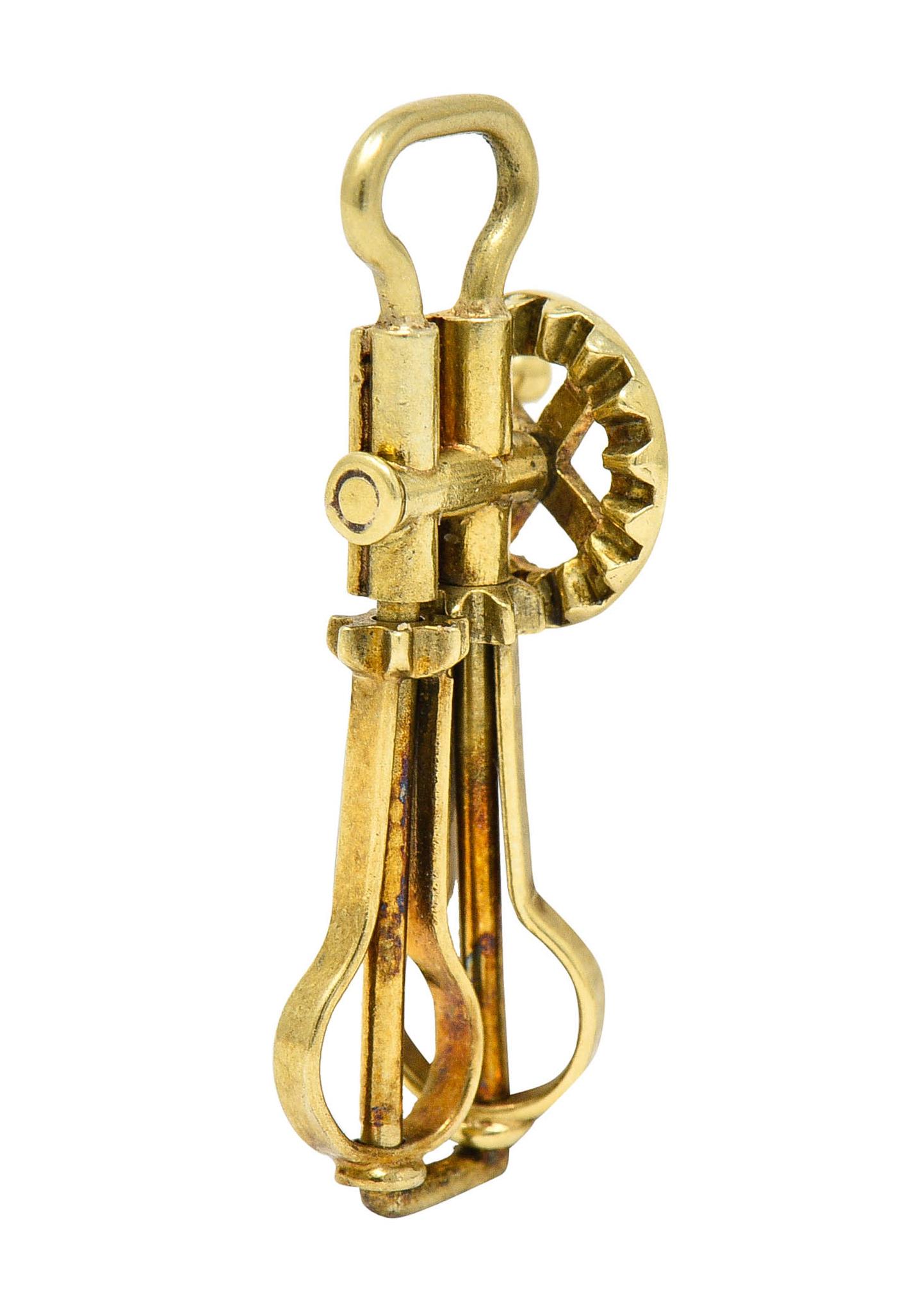 Women's or Men's Sloan & Co. Retro 14 Karat Gold Articulated Hand Mixer Charm