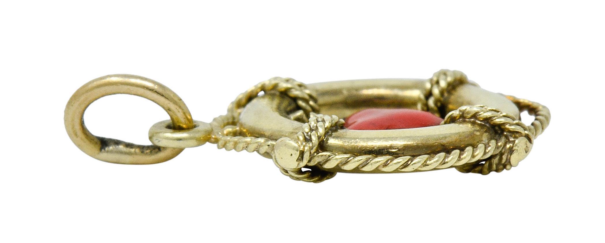 Sloan & Co. Retro 14 Karat Gold Articulated Heart Life Preserver Charm 1