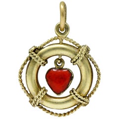 Sloan & Co. Vintage 14 Karat Gold Articulated Heart Life Preserver Charm