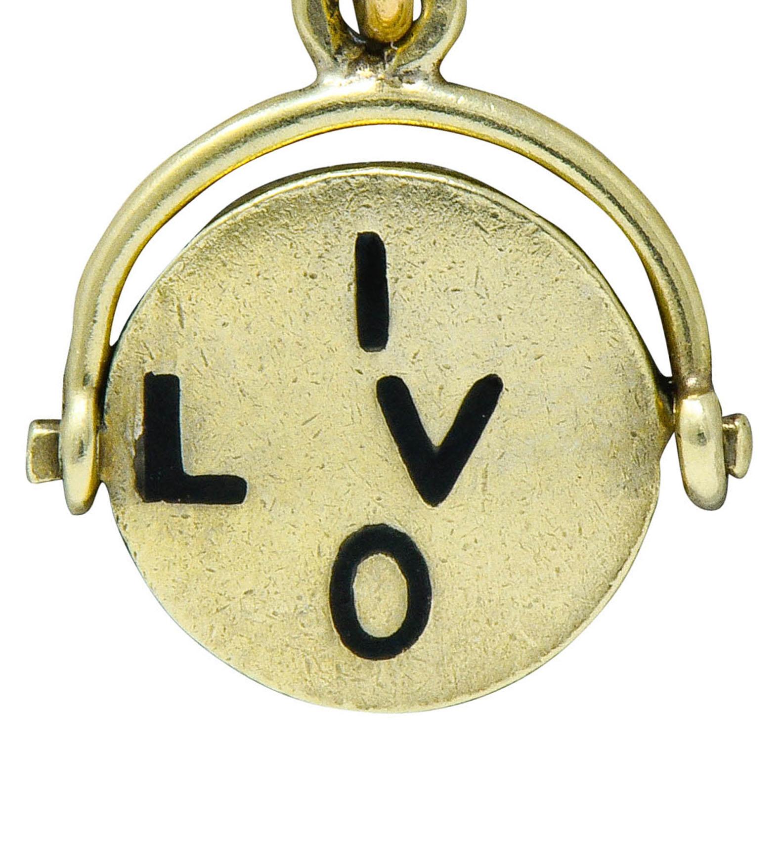 Sloan & Co. Retro 14 Karat Gold Thaumatrope I Love You Charm 1