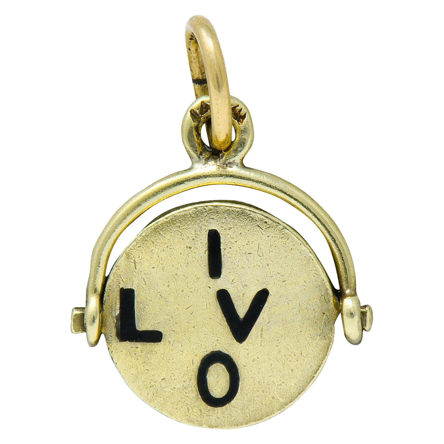 Sloan 
Co. Retro 14 Karat Gold Thaumatrope I Love You Charm