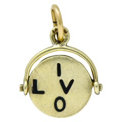 Sloan & Co. Retro 14 Karat Gold Thaumatrope I Love You Charm