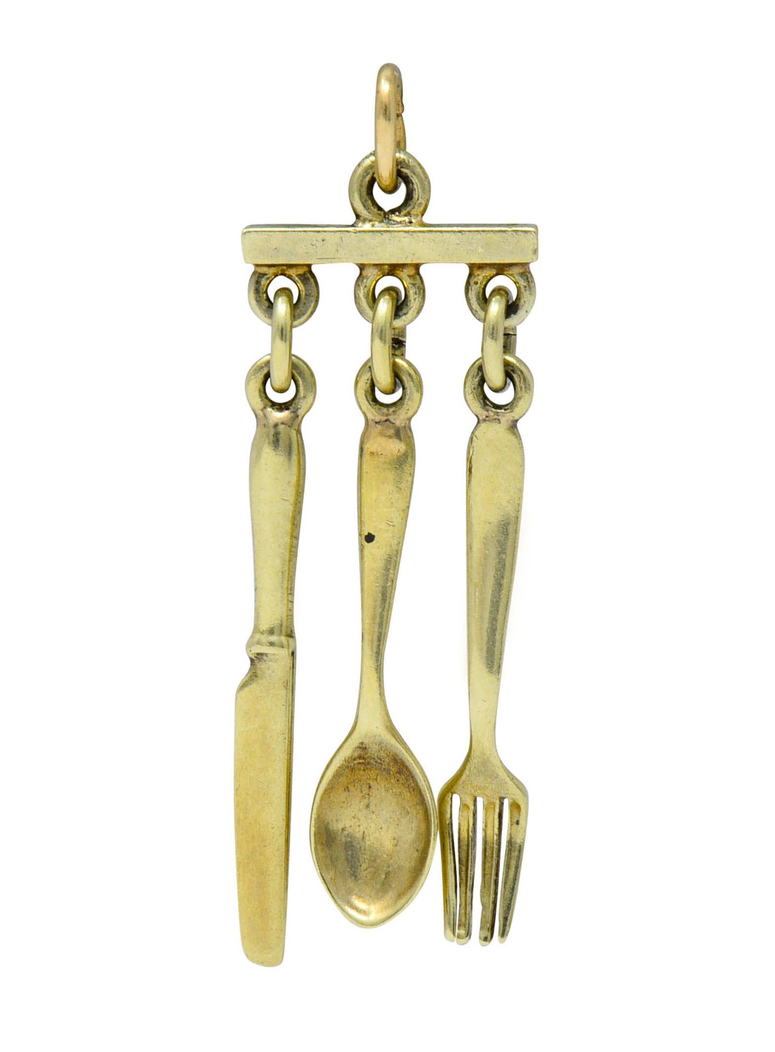 Sloan & Co. Retro 14 Karat Yellow Gold Cutlery Charm 2