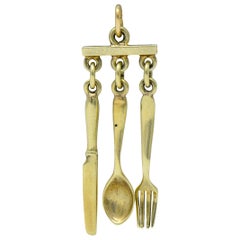 Sloan & Co. Retro 14 Karat Yellow Gold Cutlery Charm