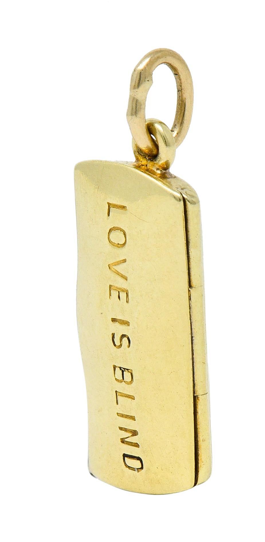 Sloan & Co. Retro 14 Karat Yellow Gold Love is Blind Charm In Excellent Condition In Philadelphia, PA