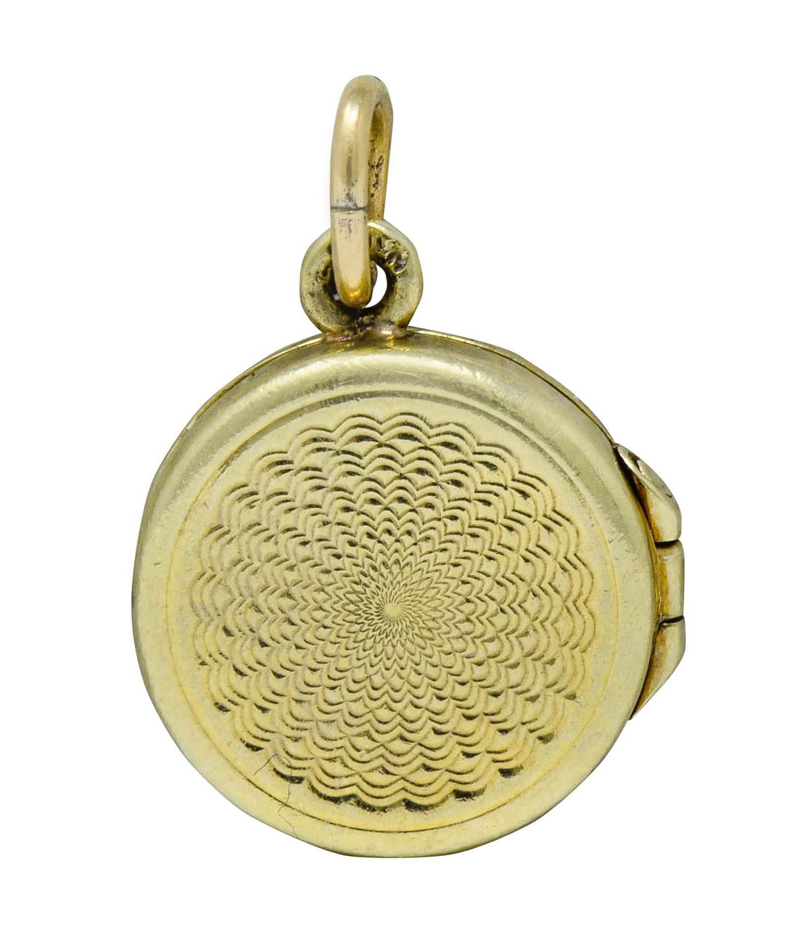 Sloan & Co. Retro 14 Karat Yellow Gold Makeup Compact Charm 1