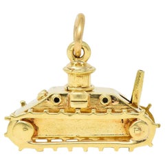 Sloan & Co. Retro 14 Karat Yellow Gold Vintage Articulating Tank Charm