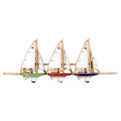 SLOAN & CO. Retro 14k Enamel Sailboat Pin