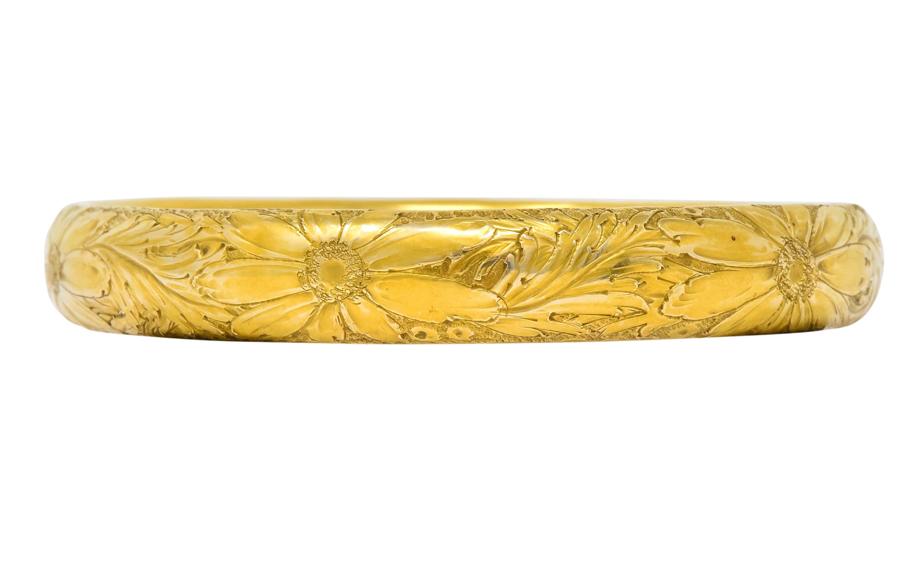 Sloan & Co. Victorian 14 Karat Gold Floral Bangle Bracelet 2