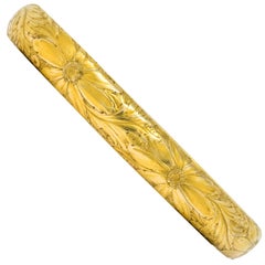 Sloan & Co. Victorian 14 Karat Gold Floral Bangle Bracelet