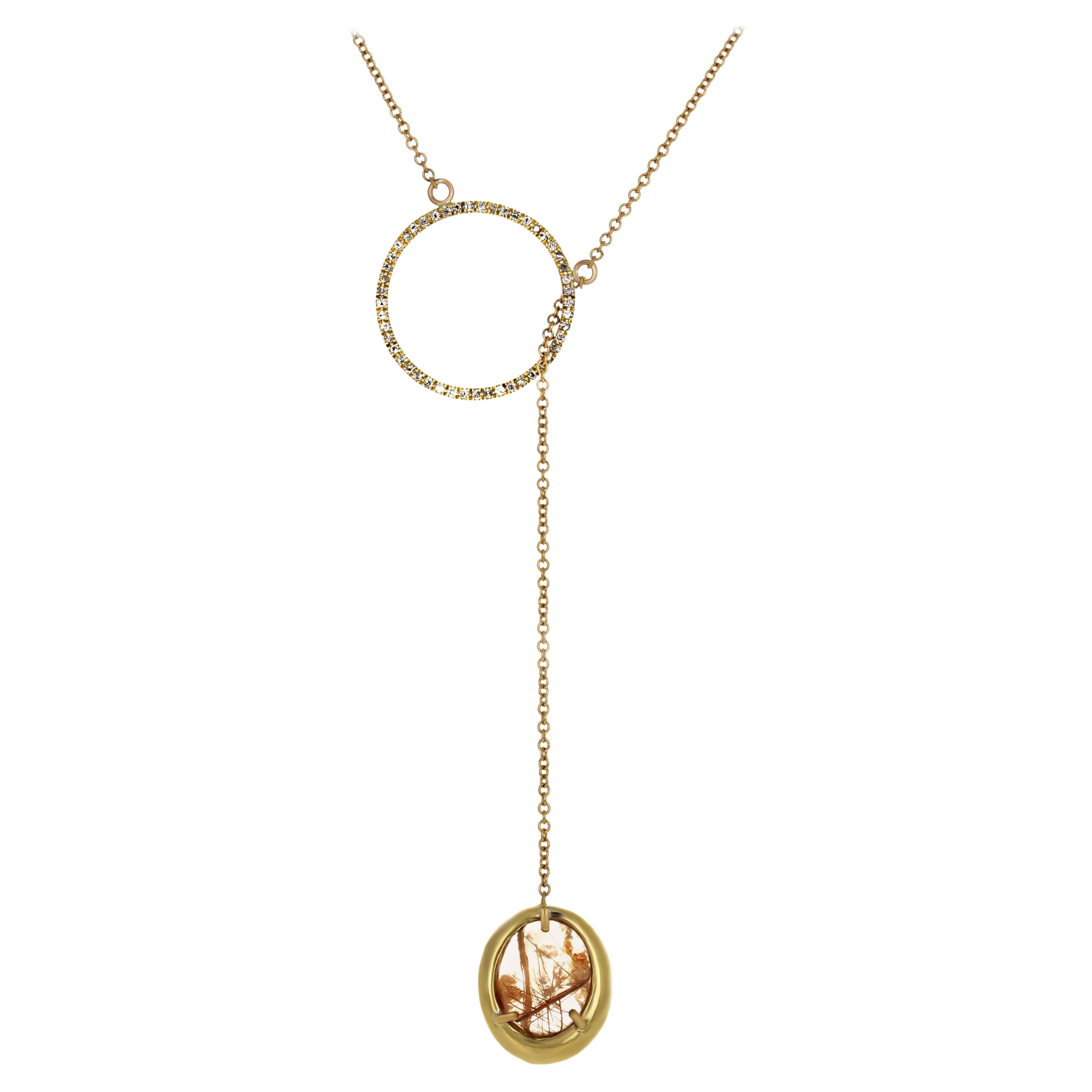 Sloan Yellow Rutilated Quartz Necklace For Sale