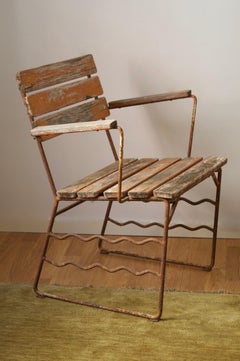 Fauteuil Sljdprodukter Bjrnum, bois et fer peints, Suède, années 1940