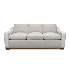 Slope Arm Linen Sofa with Contrast Performance Vinyl Arms