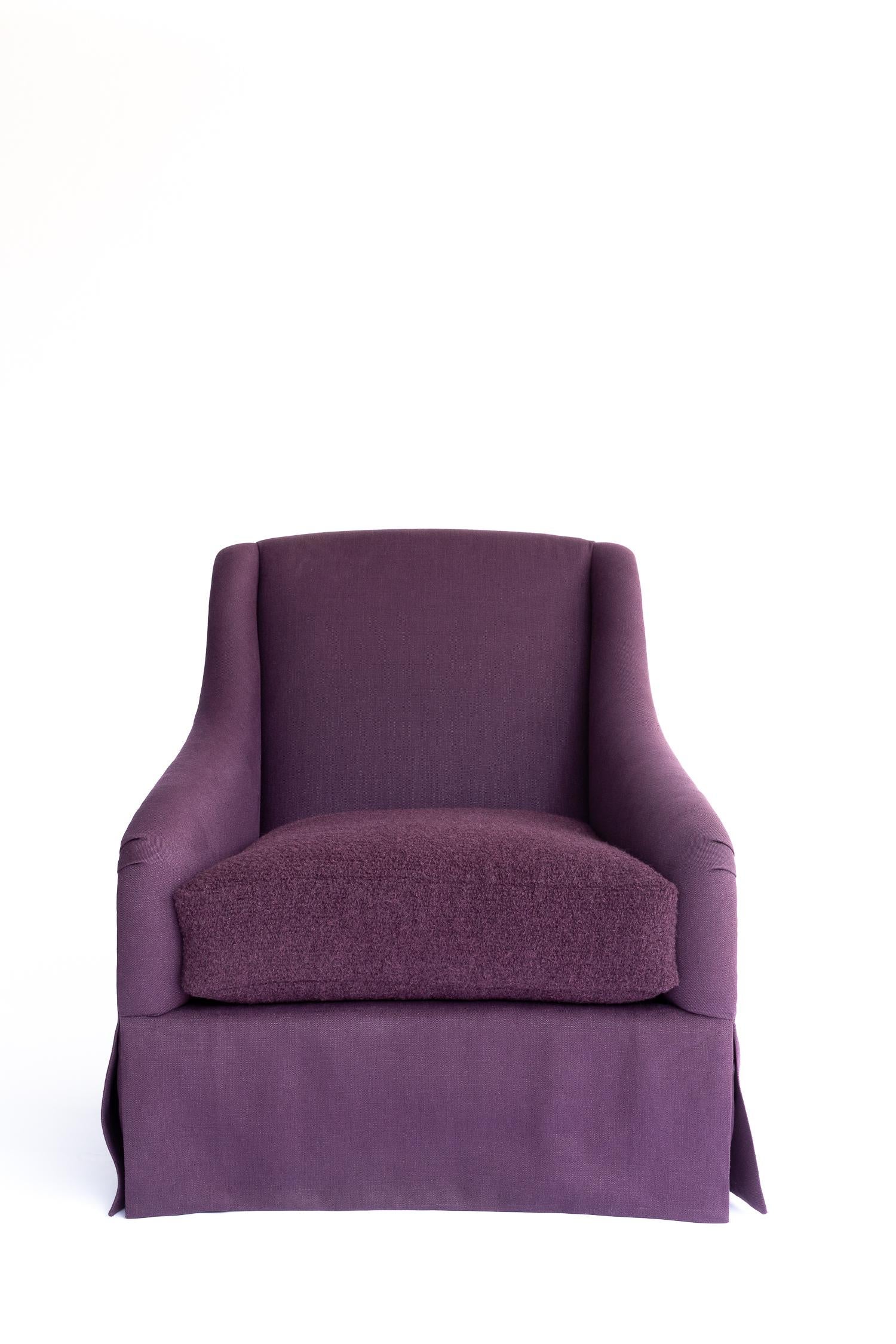 Contemporary Slope Arms Slip-Covered Armchair For Sale
