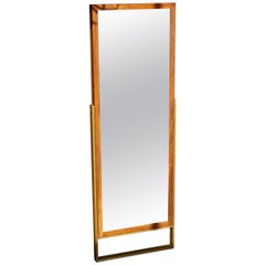 "Slope" Full Length Mirror in Brass, Black Walnut, Mirror