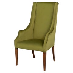 Sloped Arm Green Velvet Dining Chair in Olive, Host Chair
