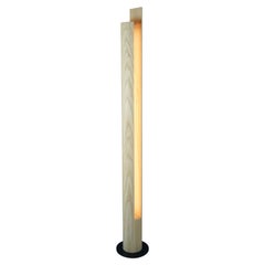 Slot Light, Columnar Wooden Floor Lamp with Steel Base