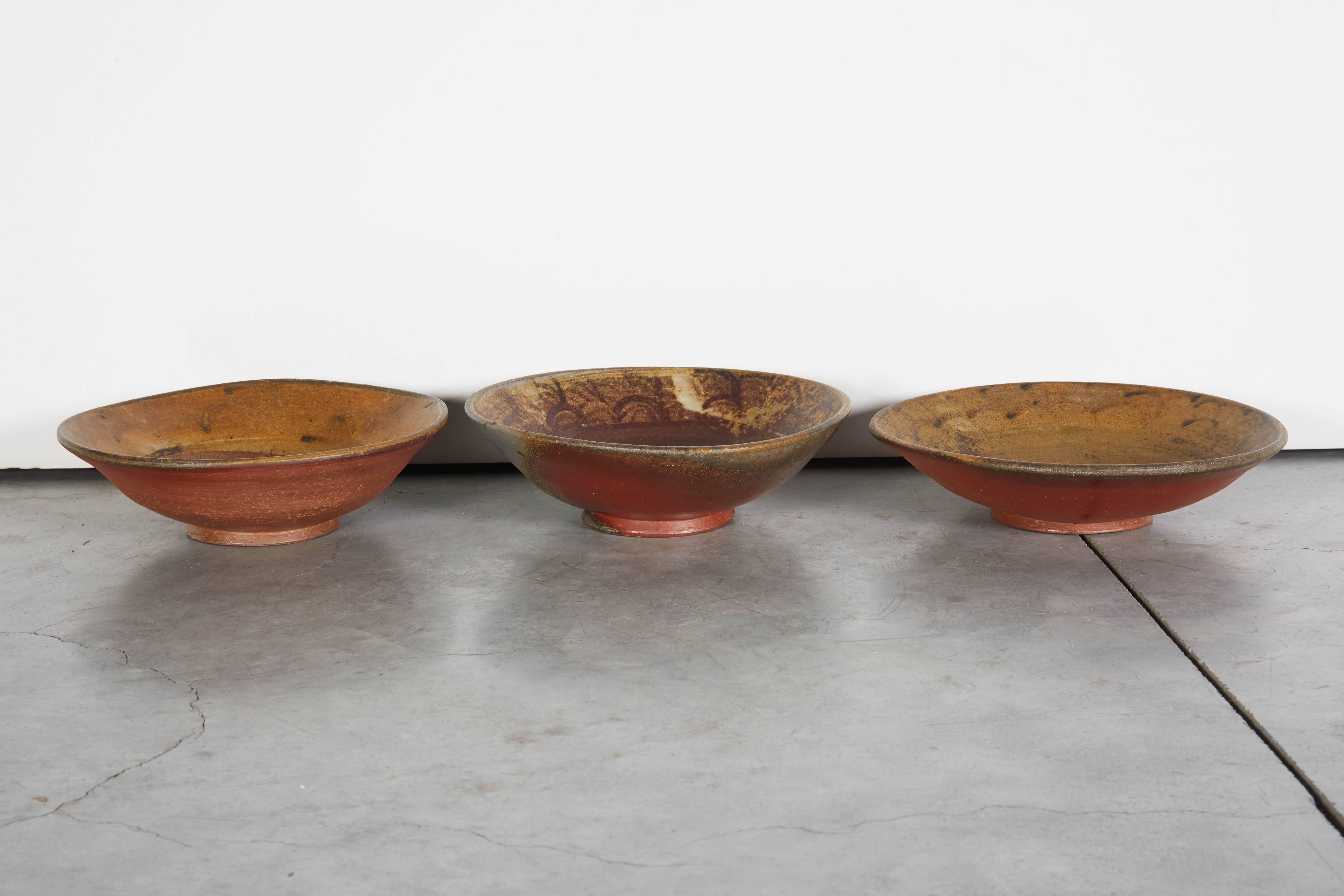 20th Century Slow Fired Japanese Bizen Ware Bowls For Sale