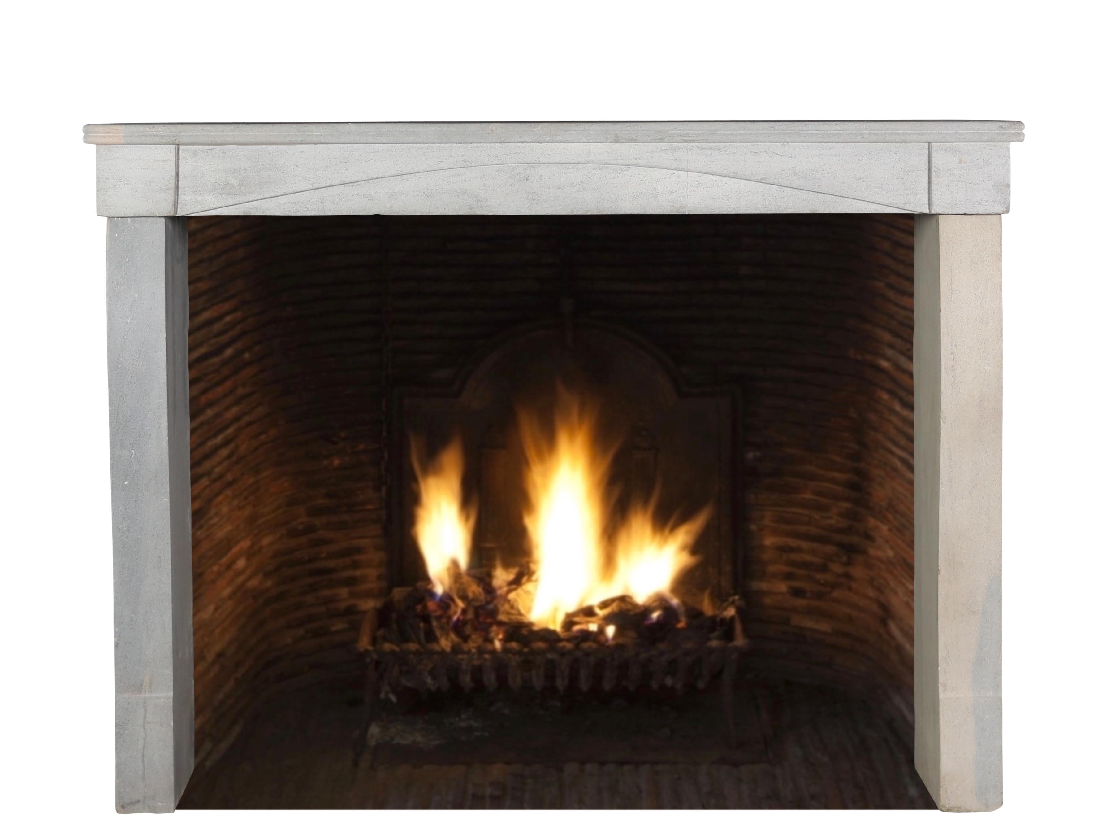 Slow Living Burgundy Bi-Color - Pearl/Blue-Grey & Sand-Beige Stone Fireplace For Sale 3