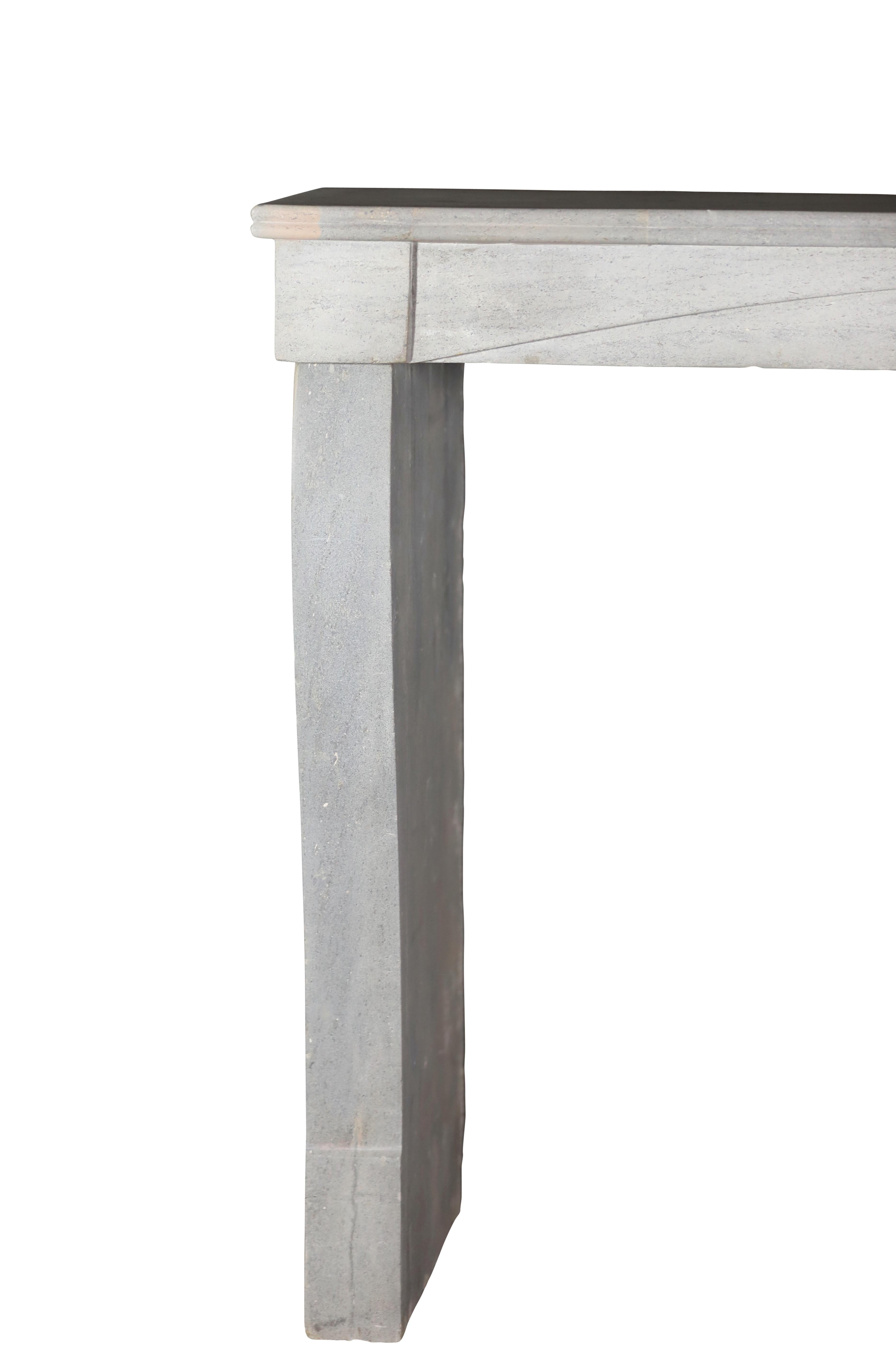 Hand-Carved Slow Living Burgundy Bi-Color - Pearl/Blue-Grey & Sand-Beige Stone Fireplace For Sale