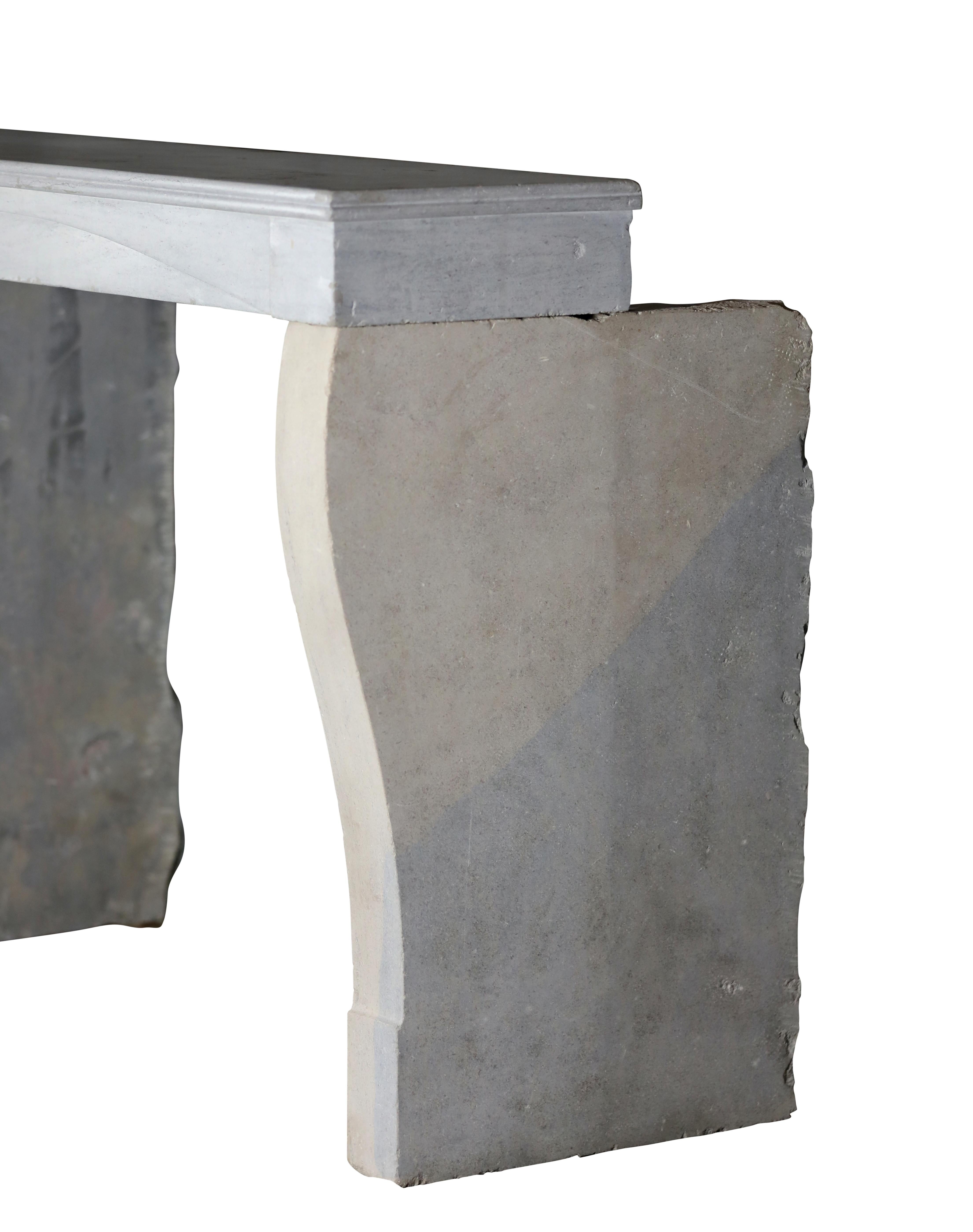 Slow Living Burgundy Bi-Color - Pearl/Blue-Grey & Sand-Beige Stone Fireplace For Sale 1