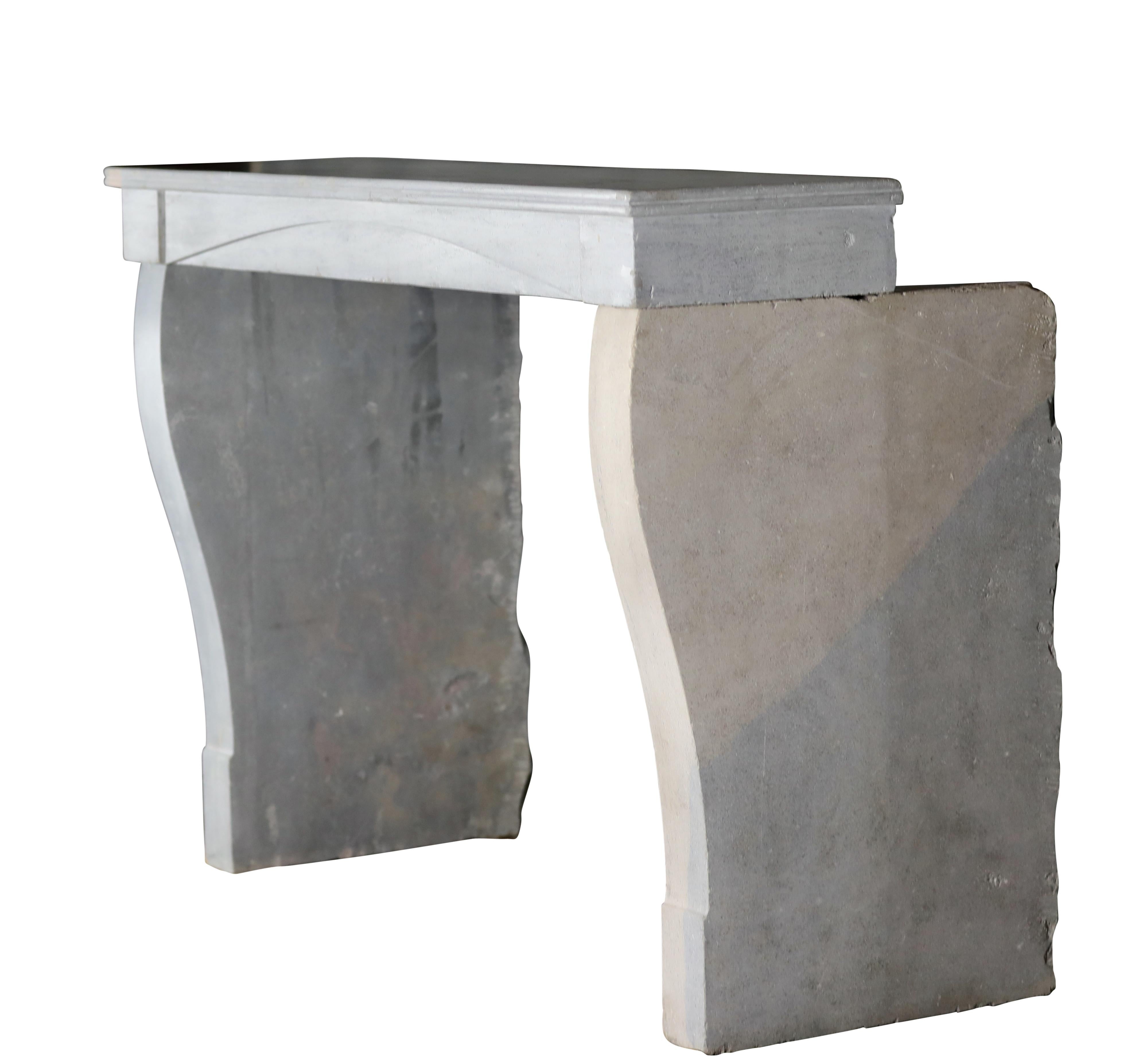 Slow Living Burgundy Bi-Color - Pearl/Blue-Grey & Sand-Beige Stone Fireplace For Sale 2