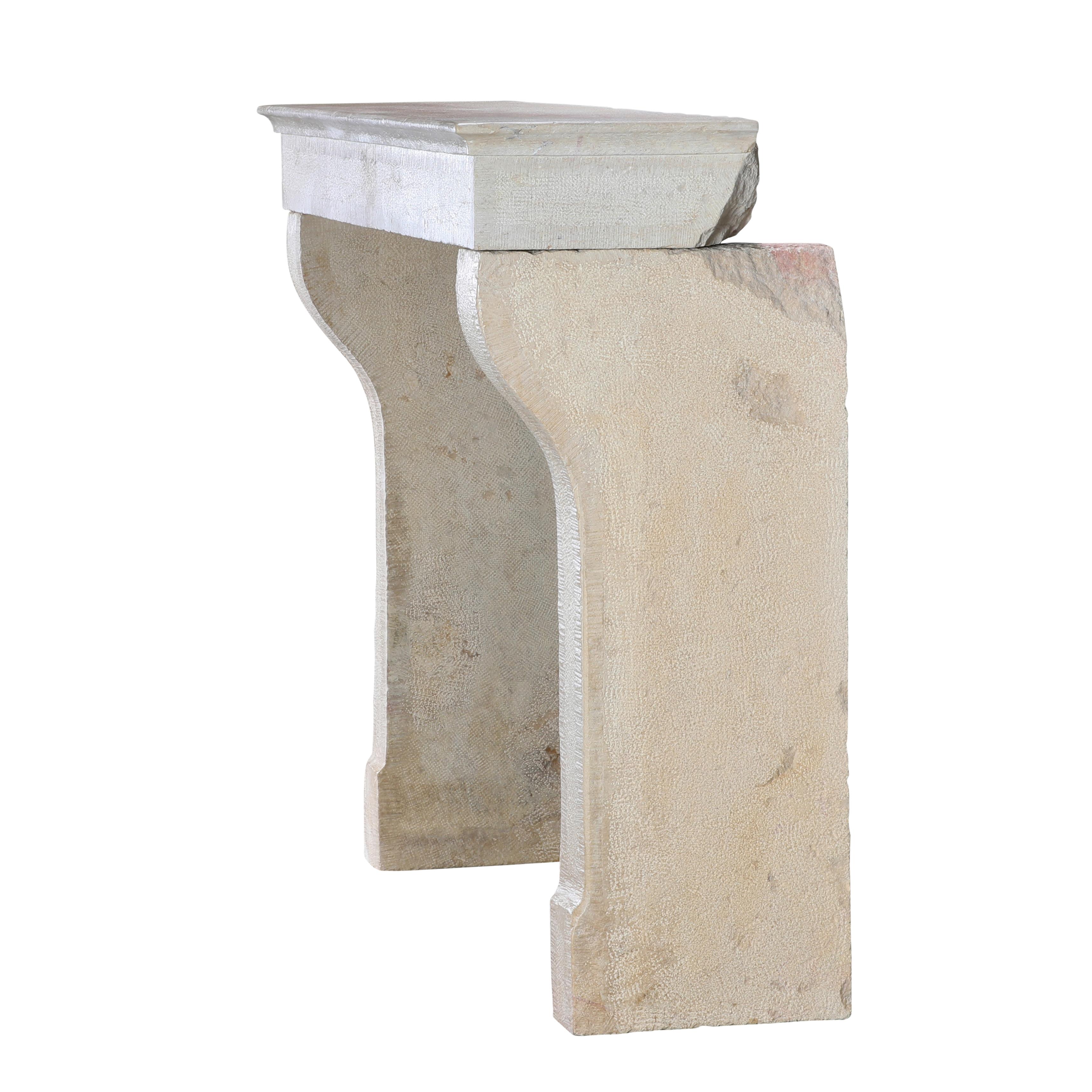 Slow Living Fine Rustic Limestone Fireplace Mantel For Sale 2