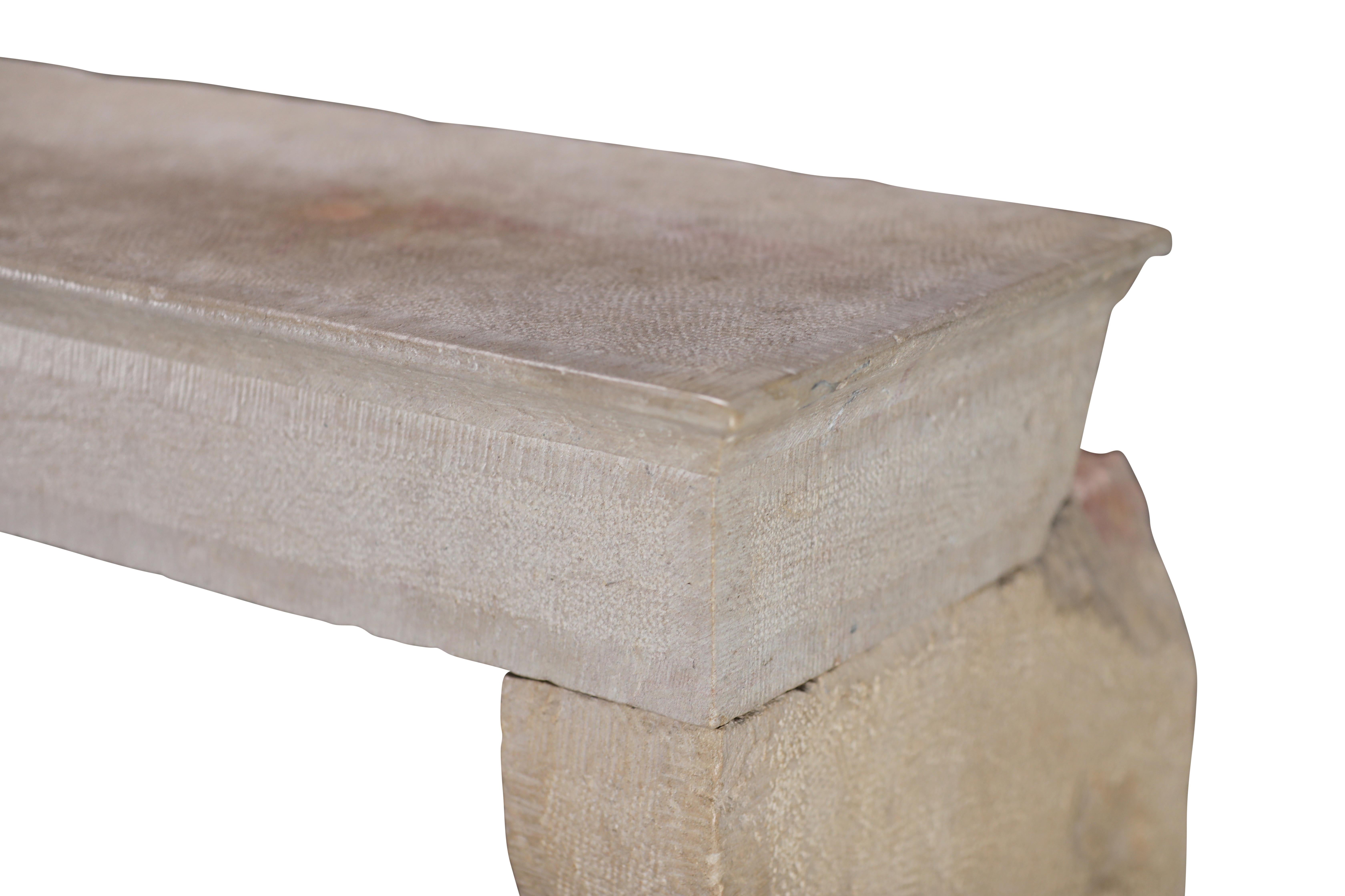 Slow Living Fine Rustic Limestone Fireplace Mantel For Sale 6