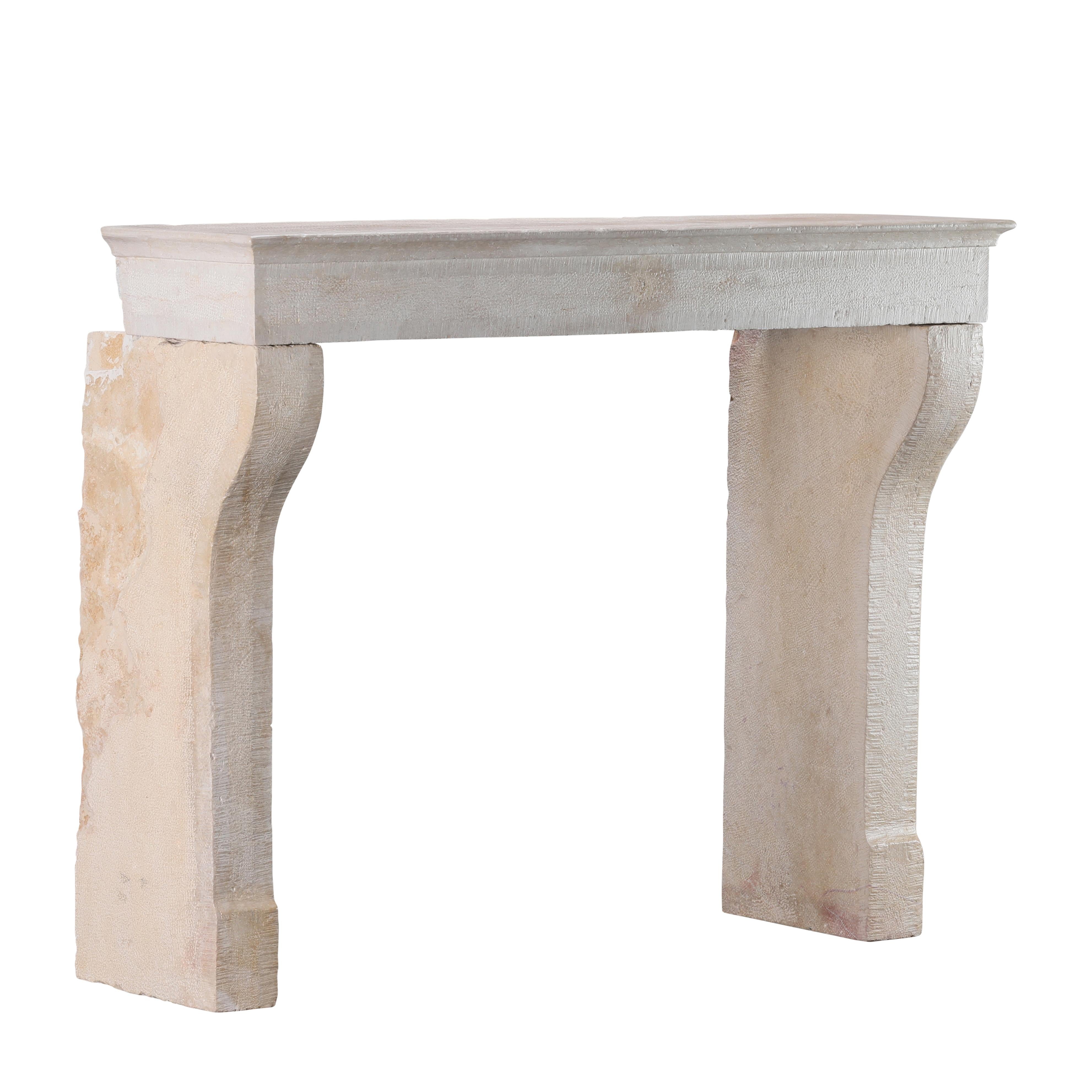 Louis XIII Slow Living Fine Rustic Limestone Fireplace Mantel For Sale