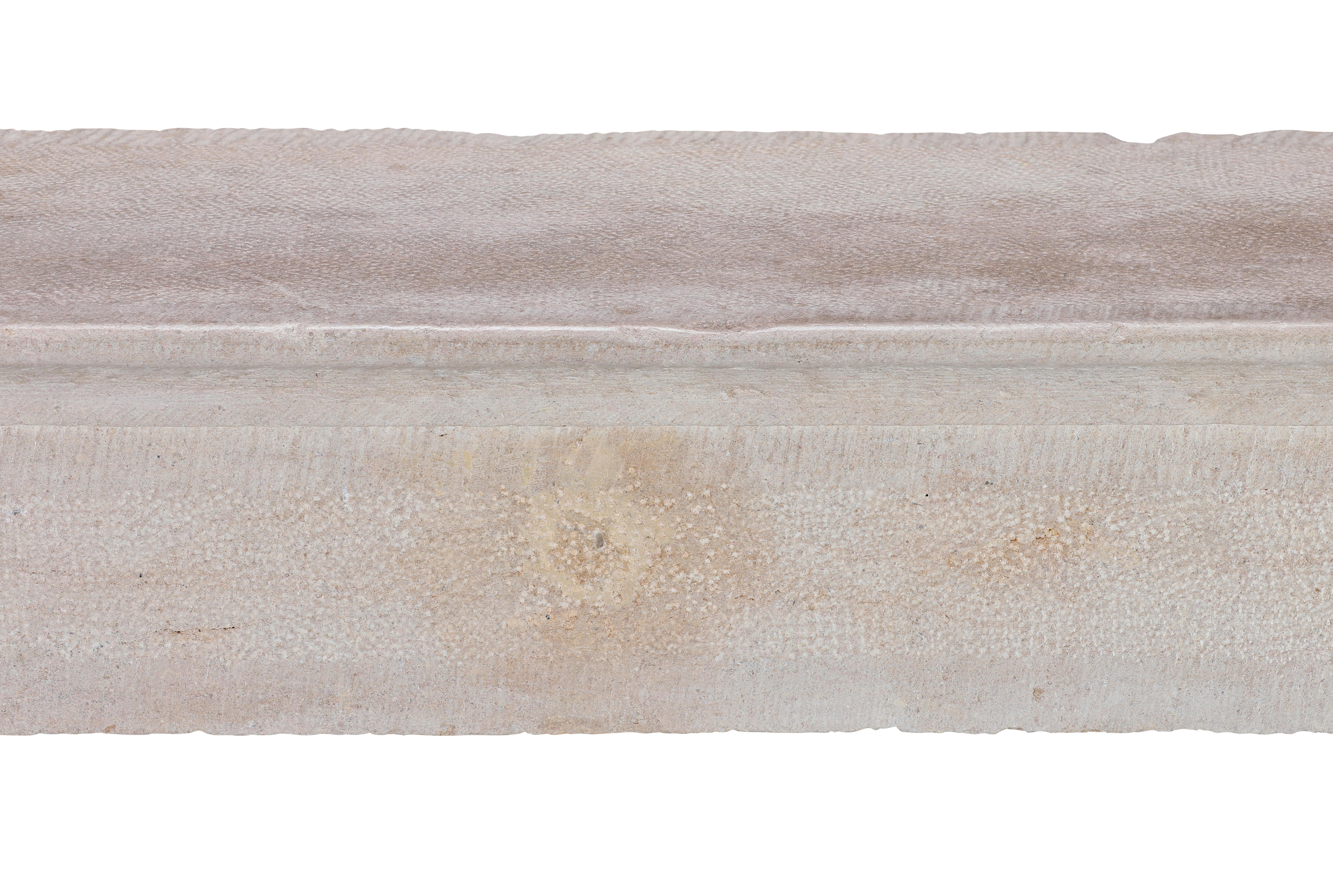 19th Century Slow Living Fine Rustic Limestone Fireplace Mantel For Sale
